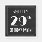Art Deco 29th Birthday Party met aangepaste naam Servet (Voorkant)
