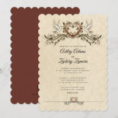 Art Deco 2 Doves/hart Weddenschap Kaart (Voorkant / Achterkant)