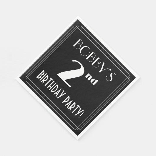 Art Deco: 2e verjaardag met aangepaste naam Servet (Hoek)