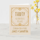 Art Deco 30e Pearl trouwnaam Jubileum Kaart (Gele Bloem)