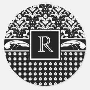 Art Deco 30s Formele Elegantie Bloemen Damask Ronde Sticker
