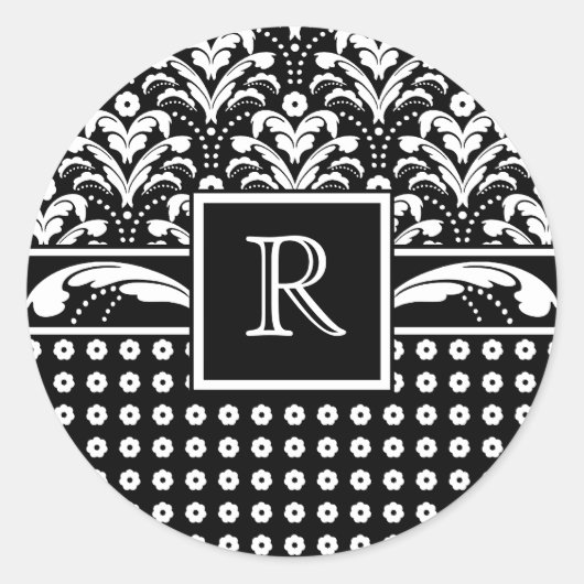 Art Deco 30s Formele Elegantie Bloemen Damask Ronde Sticker (Voorkant)