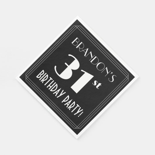 Art Deco 31st Birthday Party met aangepaste naam Servet (Hoek)