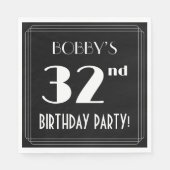 Art Deco 32e verjaardag met aangepaste naam Servet (Voorkant)