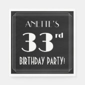 Art Deco 33rd Birthday Party met aangepaste naam Servet (Voorkant)