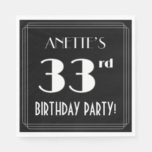 Art Deco 33rd Birthday Party met aangepaste naam Servet