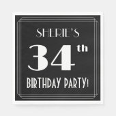 Art Deco 34th Birthday Party met aangepaste naam Servet (Voorkant)