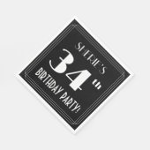 Art Deco 34th Birthday Party met aangepaste naam Servet (Hoek)