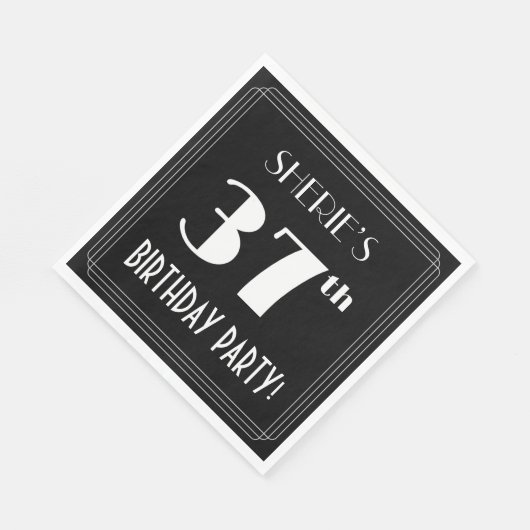 Art Deco 37th Birthday Party met aangepaste naam Servet (Hoek)