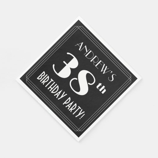 Art Deco 38th Birthday Party met aangepaste naam Servet (Hoek)