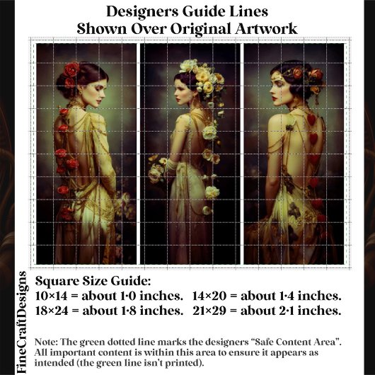 Art Deco 3 Elegant Women Panel FA3L Decoupage Tissuepapier