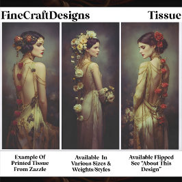 Art Deco 3 Elegant Women Panel FA3R Decoupage Tissuepapier