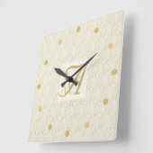 Art Deco 3 Initiaal Monogram Gold Cream Pattern Sq Vierkante Klok (Hoek)