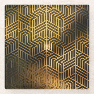 Art Deco 3D Illustratie, Advertentie Behang. Glazen Onderzetter