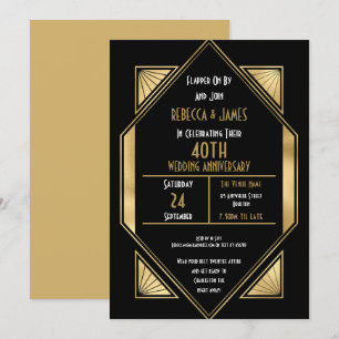 Art Deco 40 Jaar Robijnen Huwelijksjubileum Kaart