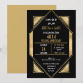 Art Deco 40 jaar Ruby Wedding Jubileum Kaart (Voorkant / Achterkant)