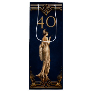 Art Deco 40e flapper girl blauw goud Gatsby wijn Cadeautas