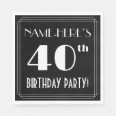 Art Deco 40th Birthday Party met aangepaste naam Servet (Voorkant)