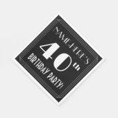 Art Deco 40th Birthday Party met aangepaste naam Servet (Hoek)