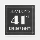 Art Deco 41st Birthday Party met aangepaste naam Servet (Voorkant)