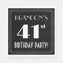 Art Deco 41st Birthday Party met aangepaste naam Servet