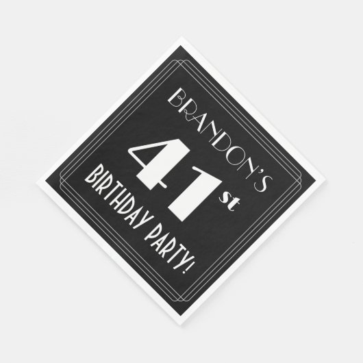 Art Deco 41st Birthday Party met aangepaste naam Servet (Hoek)