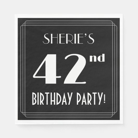 Art Deco 42e verjaardag met aangepaste naam Servet (Voorkant)