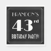 Art Deco 43rd Birthday Party met aangepaste naam Servet (Voorkant)