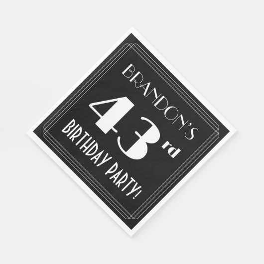 Art Deco 43rd Birthday Party met aangepaste naam Servet (Hoek)