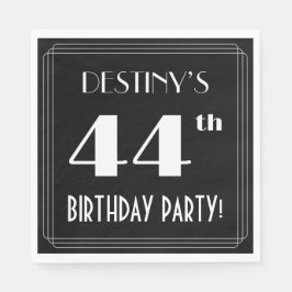 Art Deco 44th Birthday Party met aangepaste naam Servet