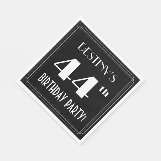 Art Deco 44th Birthday Party met aangepaste naam Servet (Hoek)