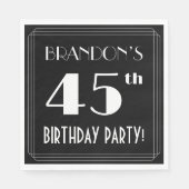 Art Deco 45th Birthday Party met aangepaste naam Servet (Voorkant)