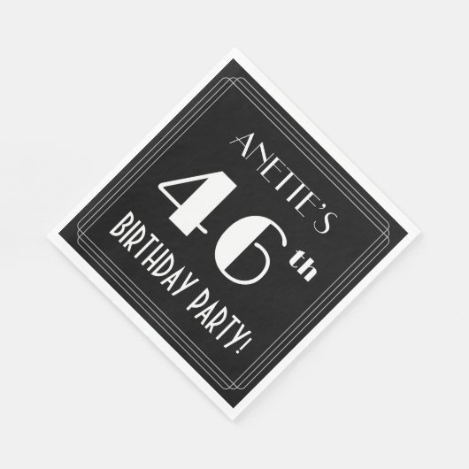 Art Deco 46th Birthday Party met aangepaste naam Servet (Hoek)