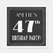 Art Deco 47th Birthday Party met aangepaste naam Servet (Voorkant)