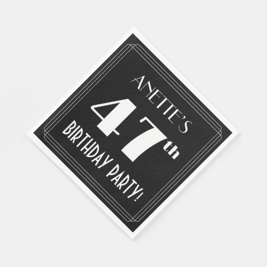 Art Deco 47th Birthday Party met aangepaste naam Servet (Hoek)