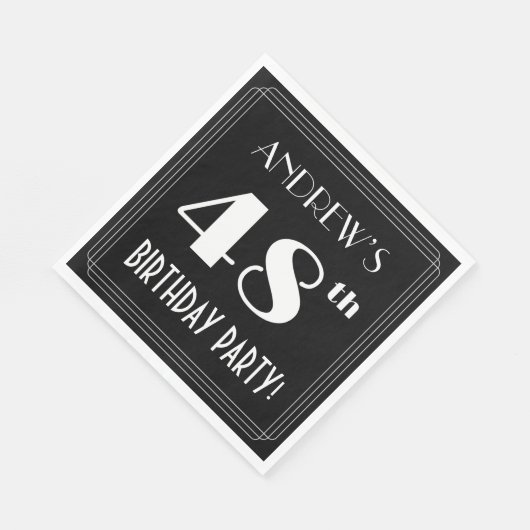 Art Deco 48th Birthday Party met aangepaste naam Servet (Hoek)