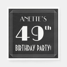 Art Deco 49th Birthday Party met aangepaste naam Servet