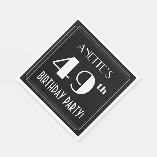 Art Deco 49th Birthday Party met aangepaste naam Servet (Hoek)