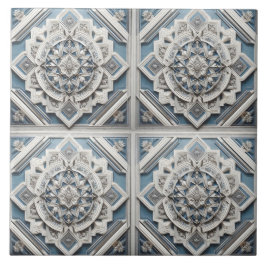 Art Deco 4 vierkanten Lijnen Alle tinten Grijs Bla Tegeltje