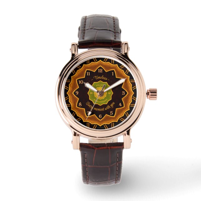 Art Deco 4e Jubileum Geparafeerd eWatch Horloge (Voorkant)