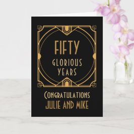 Art Deco 50e Golden Jubileum Namen Vijftig Jaar Kaart