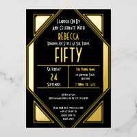 Art Deco 50e verjaardag Zwart Goud Echt