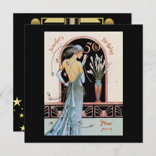 Art Deco 50ste verjaardag Gatsby thema uitnodiging
