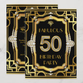 Art Deco 50ste verjaardagsfeest Kaart (Voorkant / Achterkant)