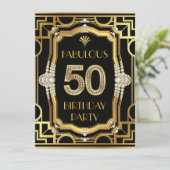 Art Deco 50ste verjaardagsfeestje Kaart (Staand voorkant)