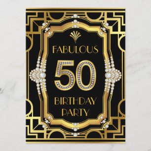 Art Deco 50ste verjaardagsfeestje Kaart