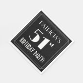 Art Deco 51st Birthday Party met aangepaste naam Servet (Hoek)