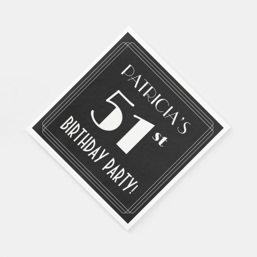 Art Deco 51st Birthday Party met aangepaste naam Servet (Hoek)