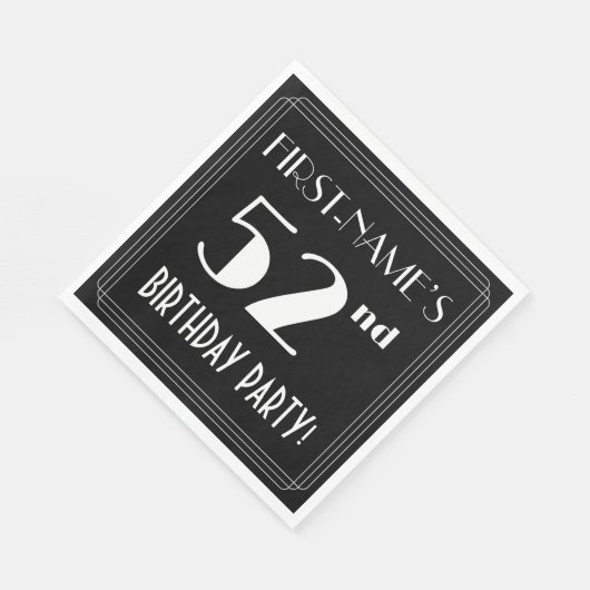 Art Deco 52e verjaardag met aangepaste naam Servet (Hoek)