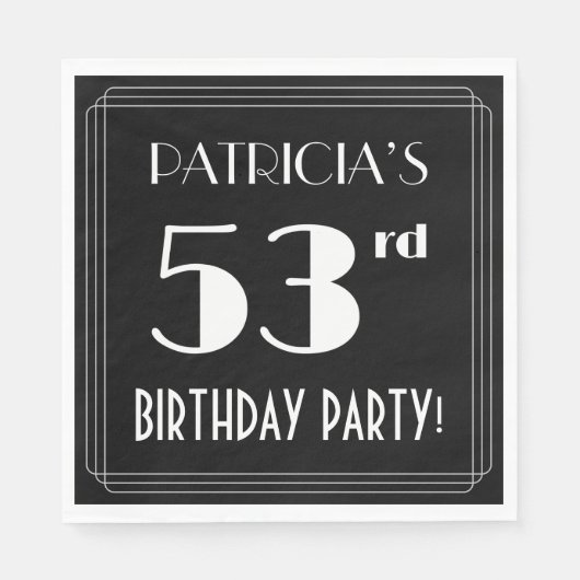 Art Deco 53rd Birthday Party met aangepaste naam Servet (Voorkant)